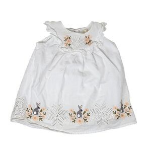 HAPPILY GREY KIDS Dress 6-9 Month Sleeveless Embroidered Bunnies Cotton Easter